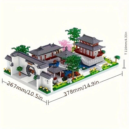 Chinese Architecture of ancient town Garden Micro Building Blocks